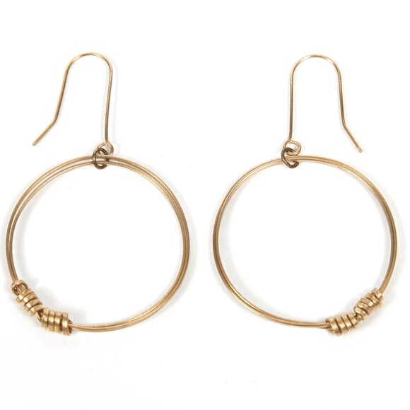 Handmade Brass Ribbon Single Hoop Earrings - Picture 2 of 4